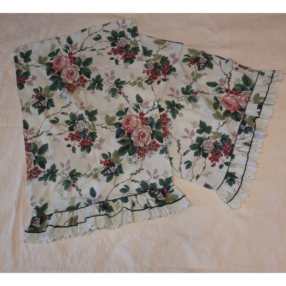 Waverly Pleasant Valley Pair of Pillow Cases, Double Ruffle, Tiny Hole in 1